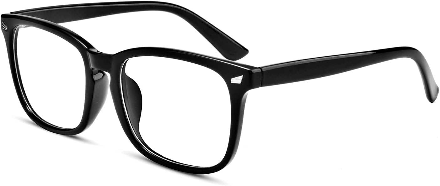 Black TR90 Square Clear Lens Frames with Rivet Detail Black Square Tr90