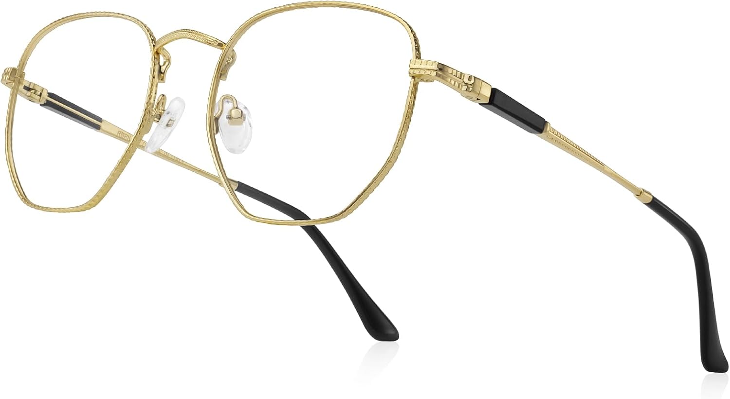 Geometric Gold Metal Reading Glasses — Textured Frame Geometric Gold Metal