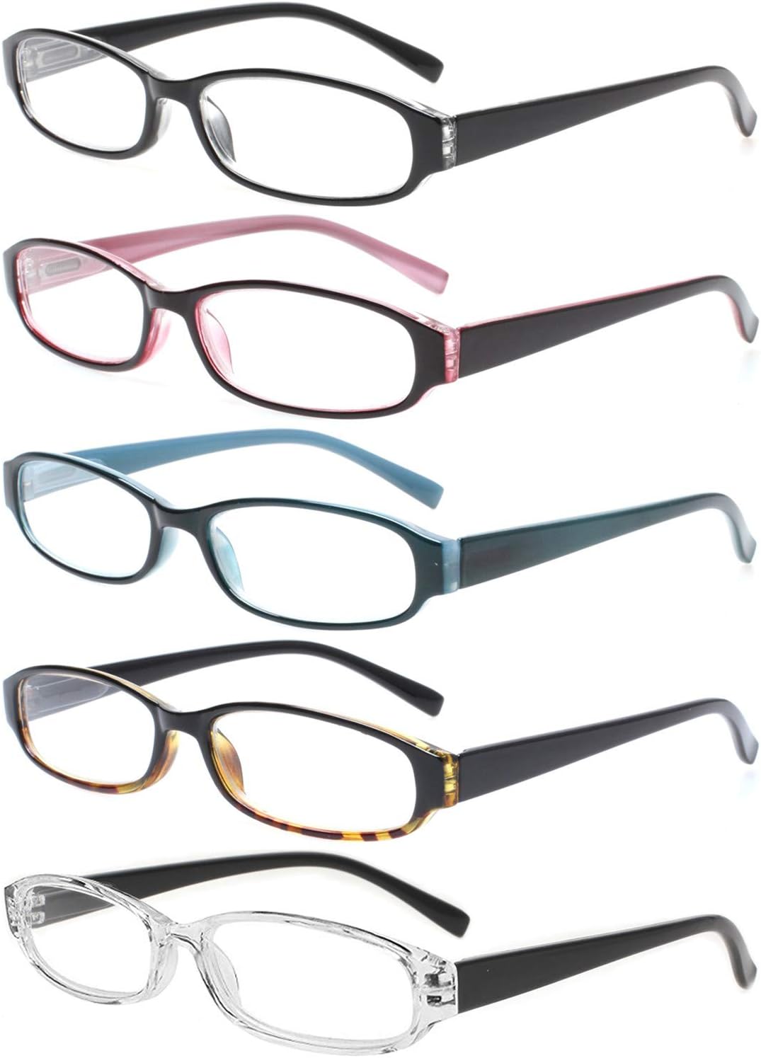 Oval Reading Glasses — 5 Pack, Mixed Colours Pack Oval Reading