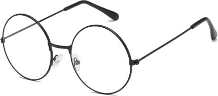 Retro Round Black Metal Clear Lens Frames
