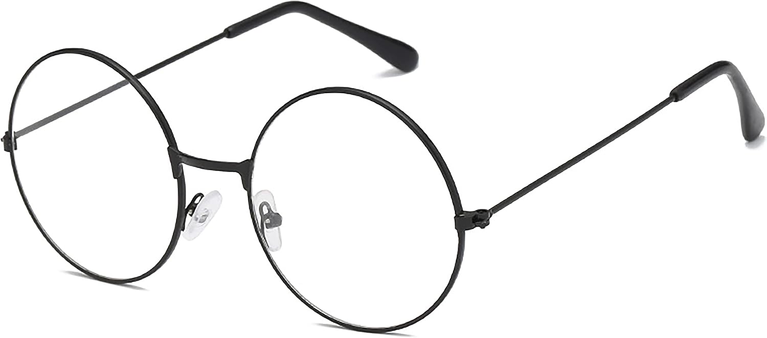 Retro Round Black Metal Clear Lens Frames Retro Round Black
