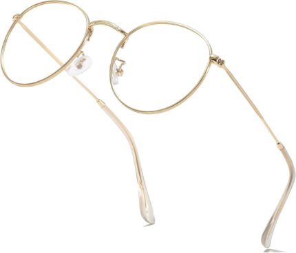 Classic Gold Round Metal Clear Lens Frames