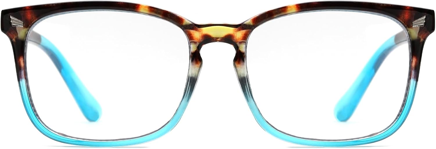 Tortoise Blue Gradient Square Clear Lens Frames Tortoise Blue Gradient